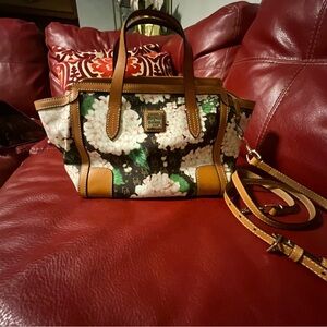Dooney & Bourke Floral Satchel - Green, and Brown